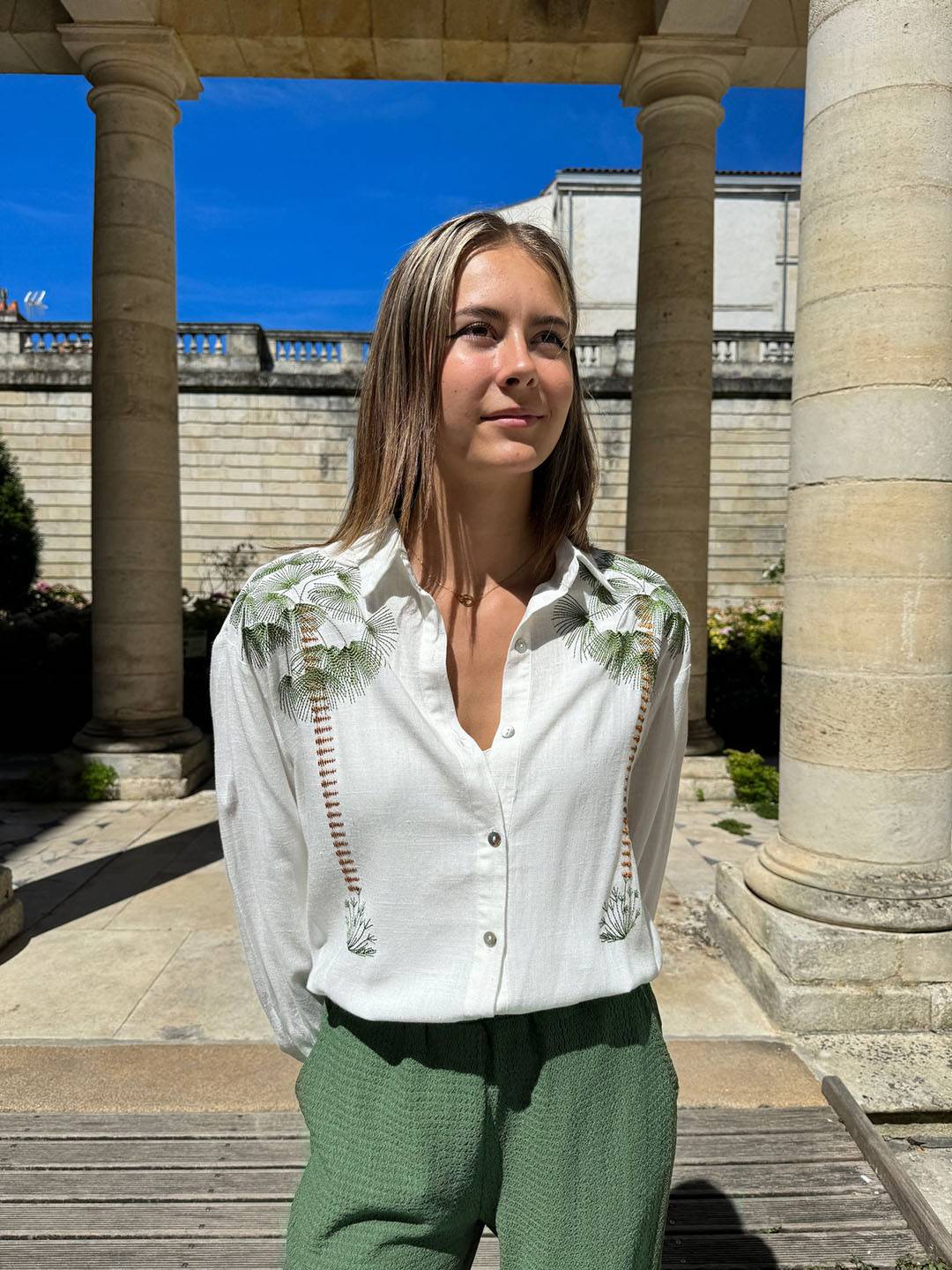 ensembles avec pantalon boutonnage poches manches longues blouse chemise femme casual décontracté tenu | KONF
