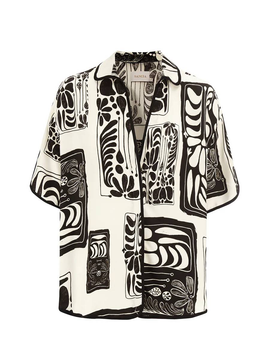 ensemble tenue imprimé à fleurie boutonnage col chemise manches courtes femme décontracté ample casual deux pièces | KONF