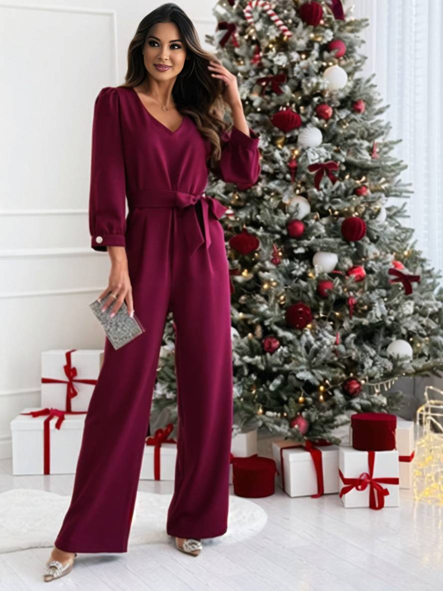 combinaisons droit v-cou ceinture poches manches longues femme casual élégant décontracté une pièce | KONF