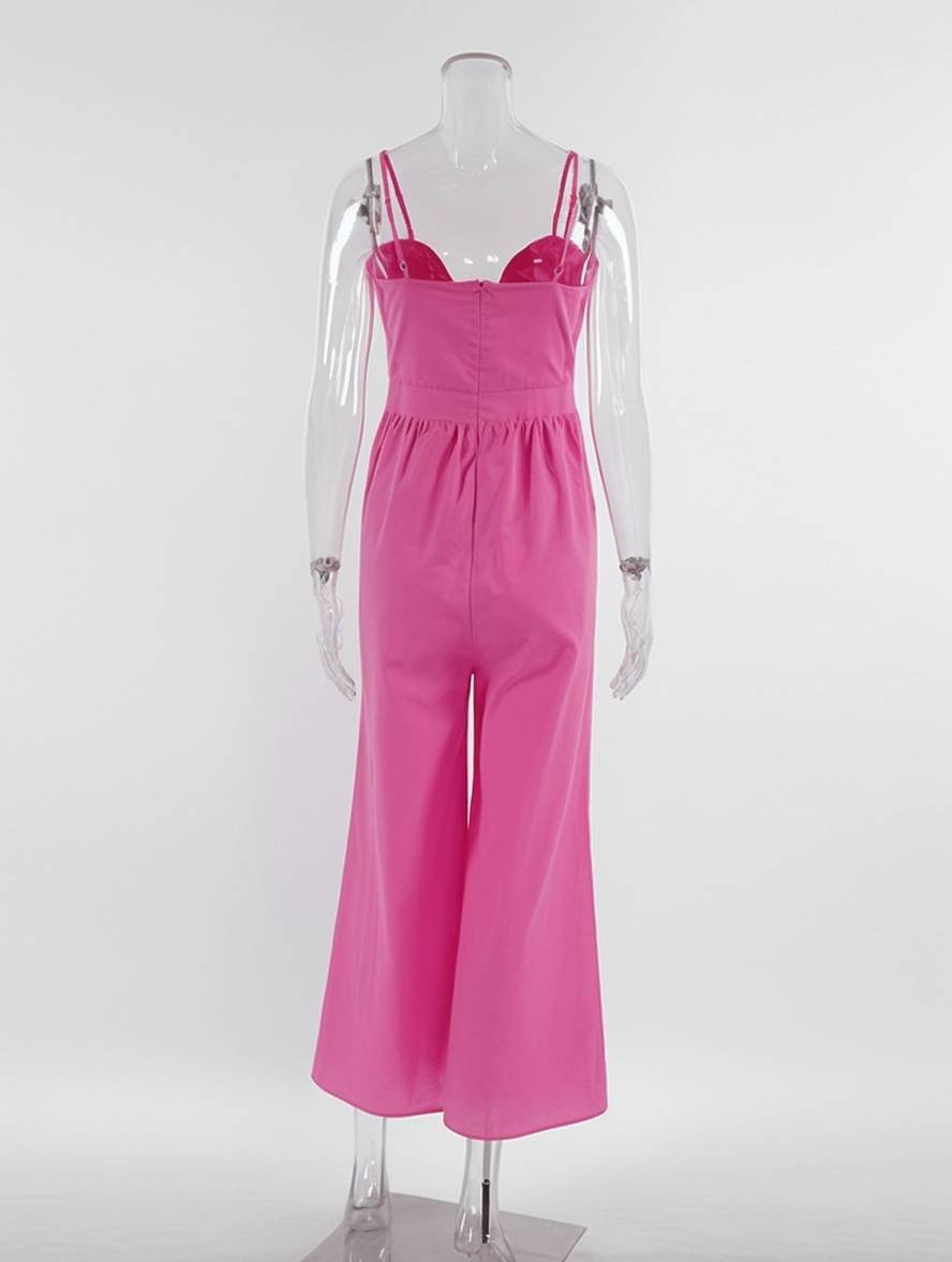 combinaisons larges jambes évasé noeud papillon à fines brides sans manches femme casual décontracté | KONF