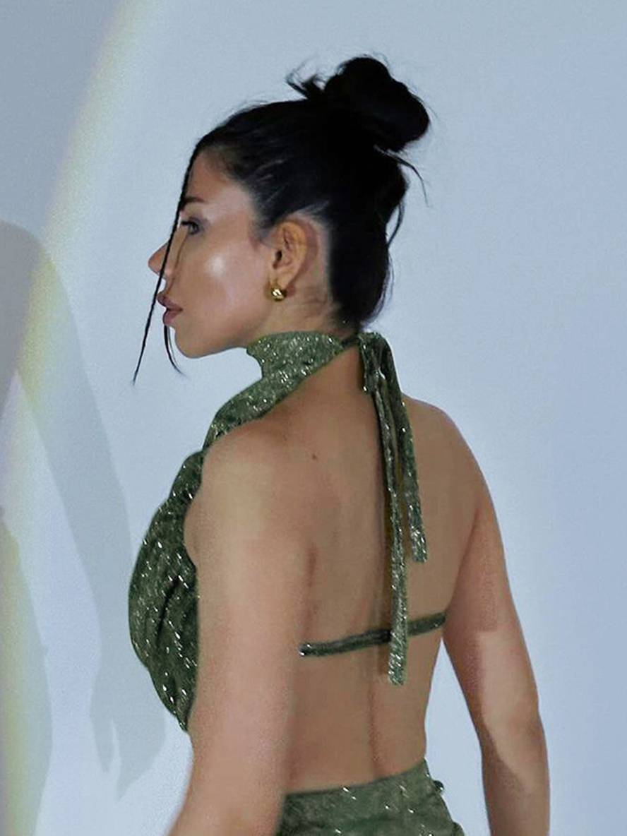 ensemble robe licou à fines brides dos nu sans manches hauts longue jupe femme décontracté deux pièces | KONF