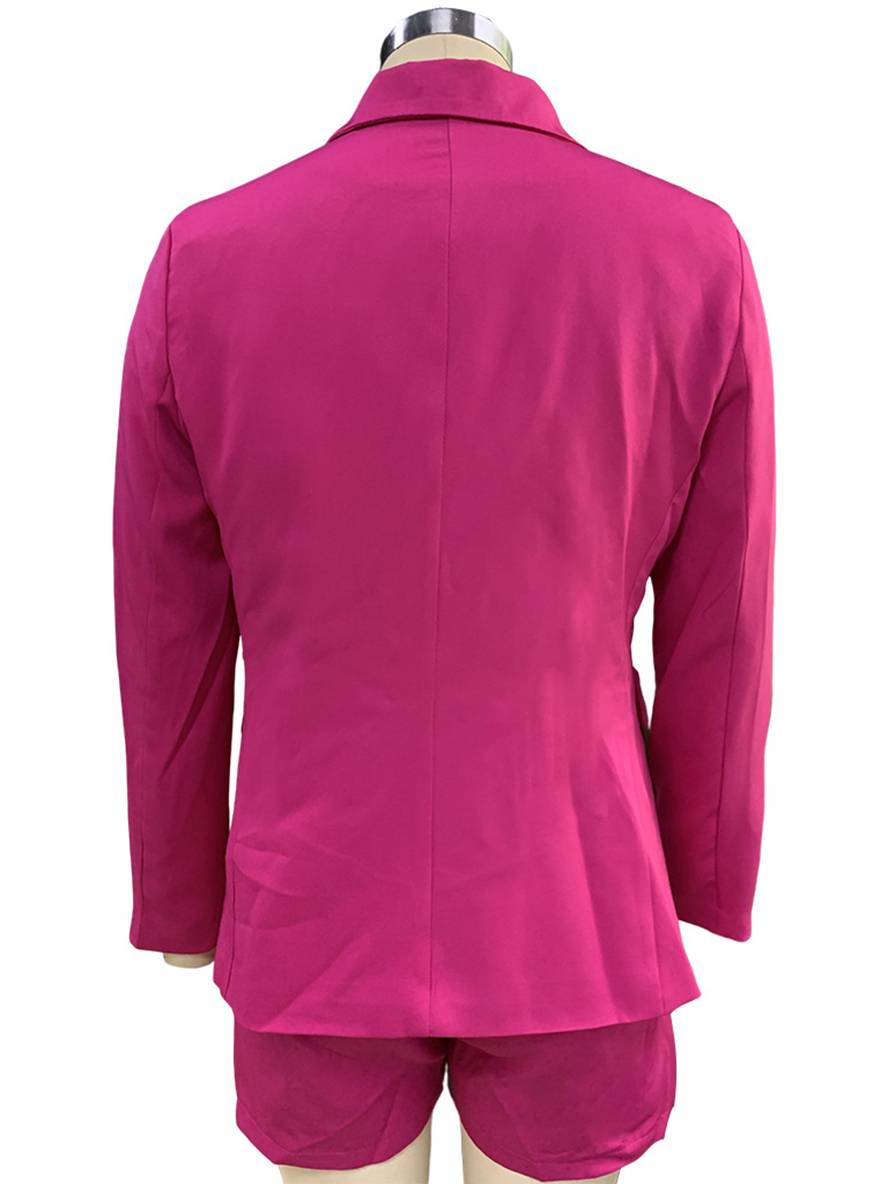 ensembles tailleur avec courte pantalon double boutonnage manches longues blazer femme décontracté deux pièces | KONF