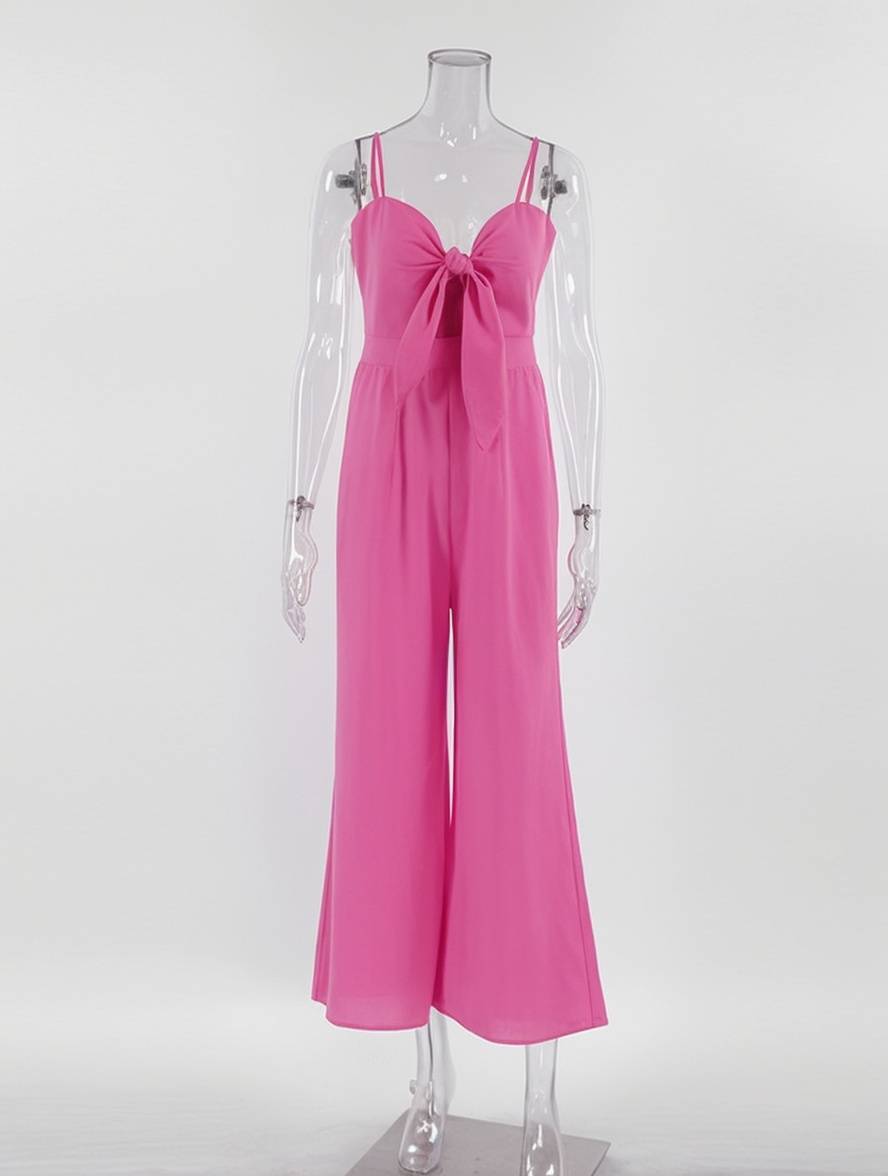 combinaisons larges jambes évasé noeud papillon à fines brides sans manches femme casual décontracté | KONF