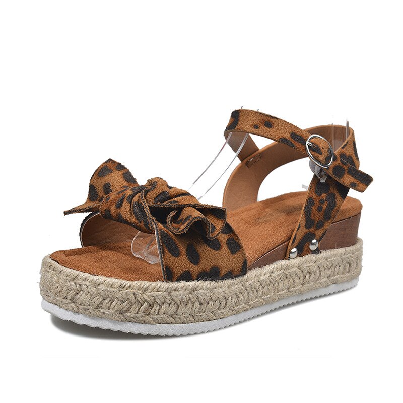 Sandale Femme Anabela Leopard Konf