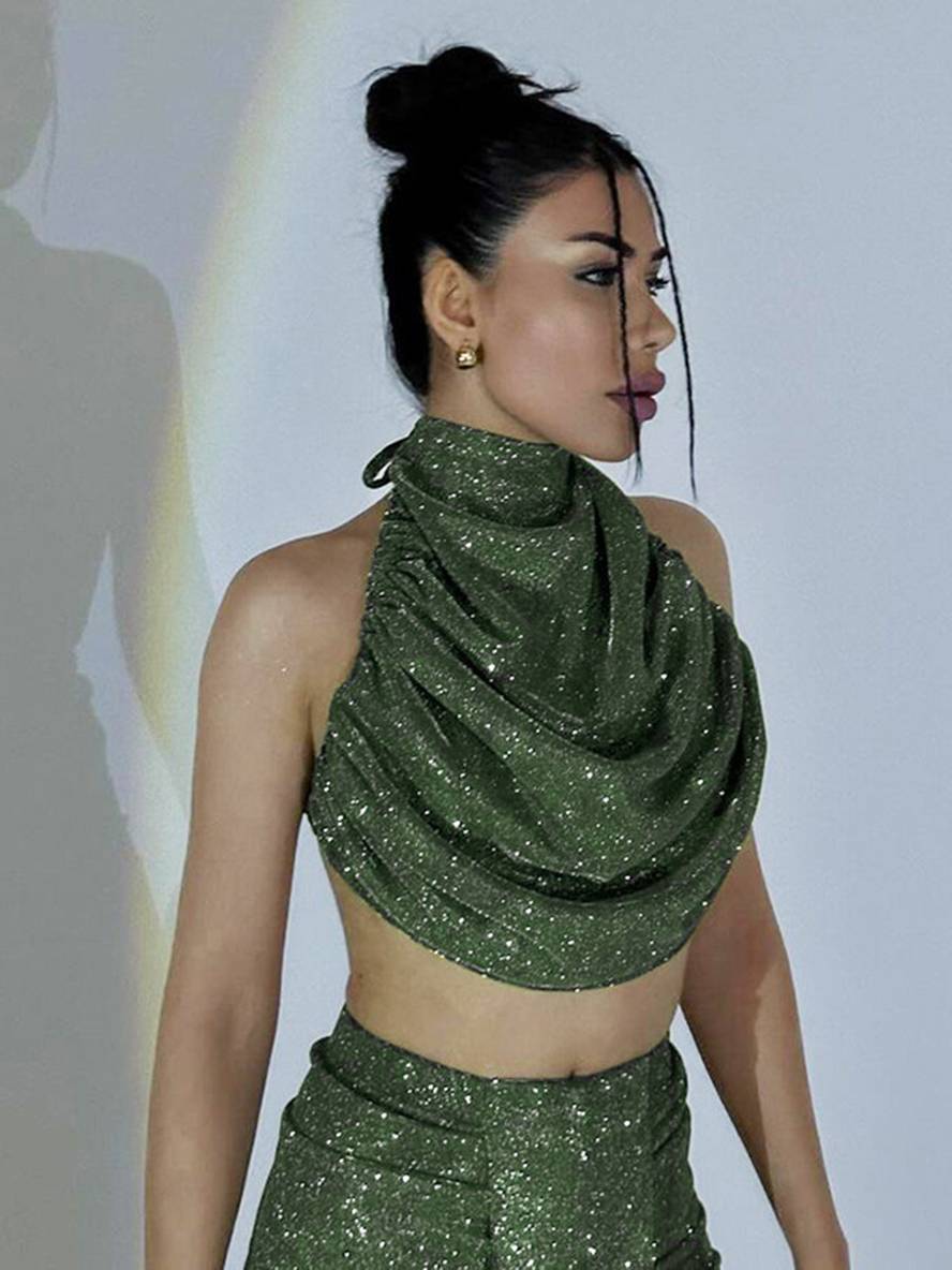 ensemble robe licou à fines brides dos nu sans manches hauts longue jupe femme décontracté deux pièces | KONF