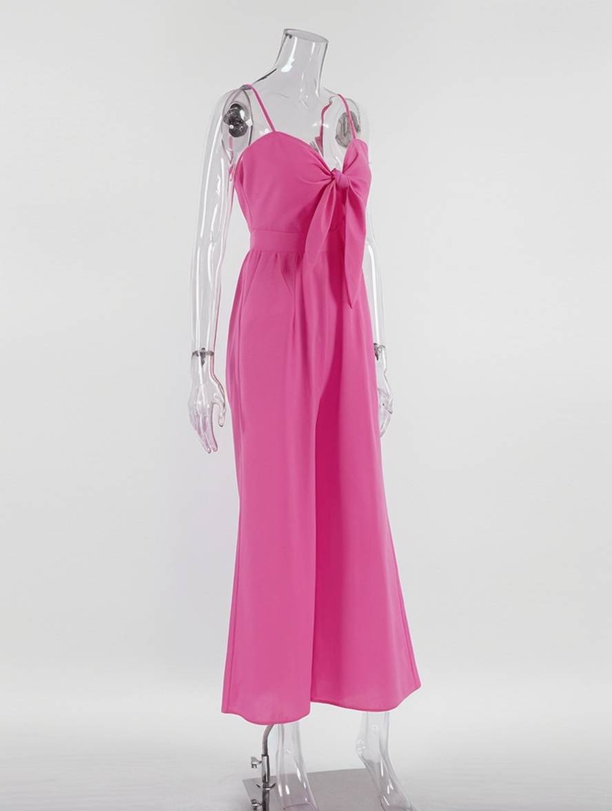 combinaisons larges jambes évasé noeud papillon à fines brides sans manches femme casual décontracté | KONF