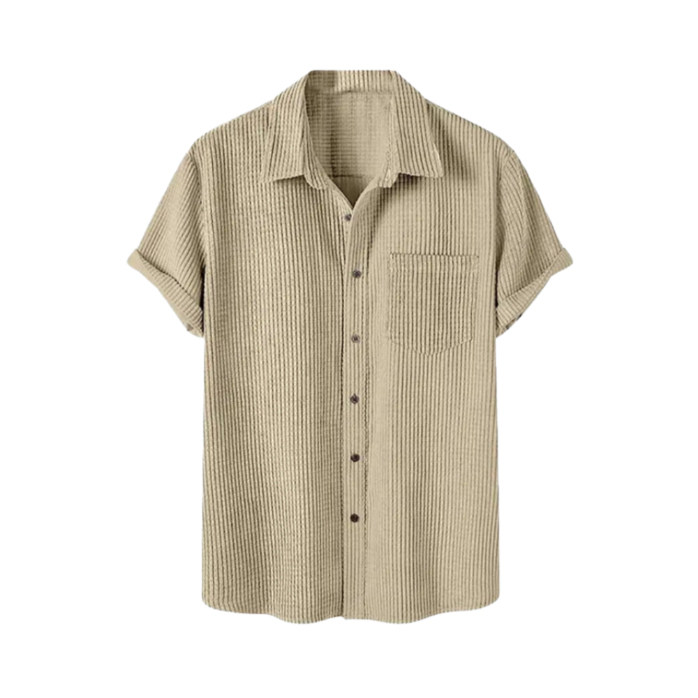 Chemise manches courtes en velours côtelé | KONF