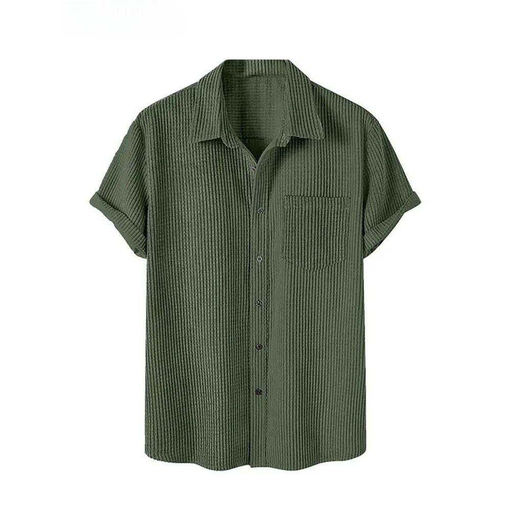 Chemise manches courtes en velours côtelé | KONF