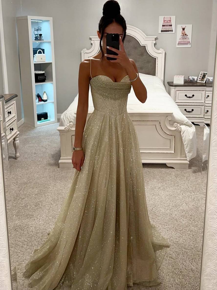 robe longue bronzage à fines brides sans manches femme élégant de soirée cérémonie | KONF
