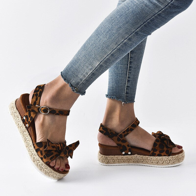 Sandale Femme Anabela Leopard Konf